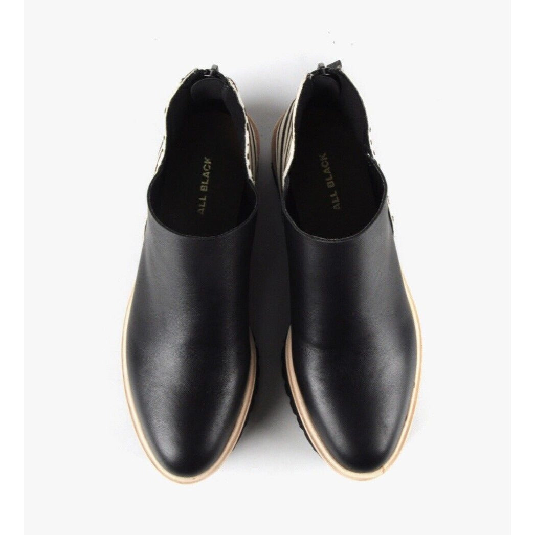 All Black Womens Flatform Jungle Tread Booties Black Zebra Size 10M