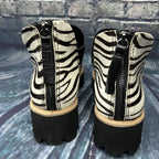 All Black Womens Flatform Jungle Tread Booties Black Zebra Size 10M