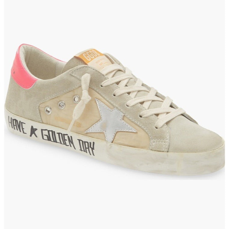 GOLDEN GOOSE Super-Star Low Top Sneaker Ice Nylon Silver Pink Retail $595