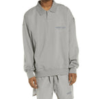 Fear Of God Essentials Logo Long Sleeve French Terry Polo Cement Gray Small