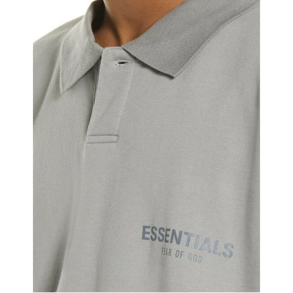Fear Of God Essentials Logo Long Sleeve French Terry Polo Cement Gray Small