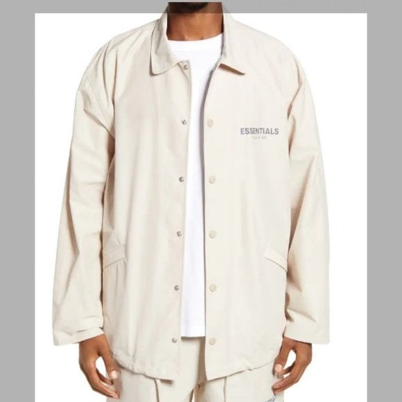 Fear of God Essentials Coaches Jacket STONE LARGE