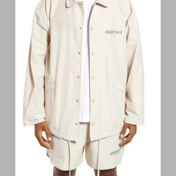 Fear of God Essentials Coaches Jacket STONE LARGE